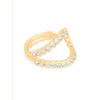 Stylish U Shape Cubic Zirconia Gold Copper Adjustable Ring Women Bulk