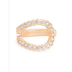 Stylish U Shape Cubic Zirconia Gold Copper Adjustable Ring Women Bulk