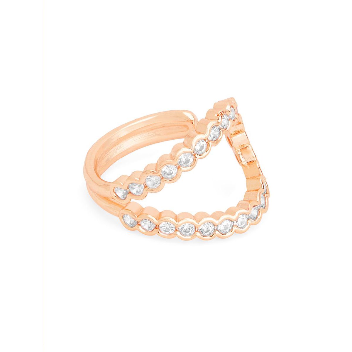 Stylish U Shape Cubic Zirconia Gold Copper Adjustable Ring Women Bulk