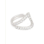 Stylish U Shape Cubic Zirconia Gold Copper Adjustable Ring Women Bulk