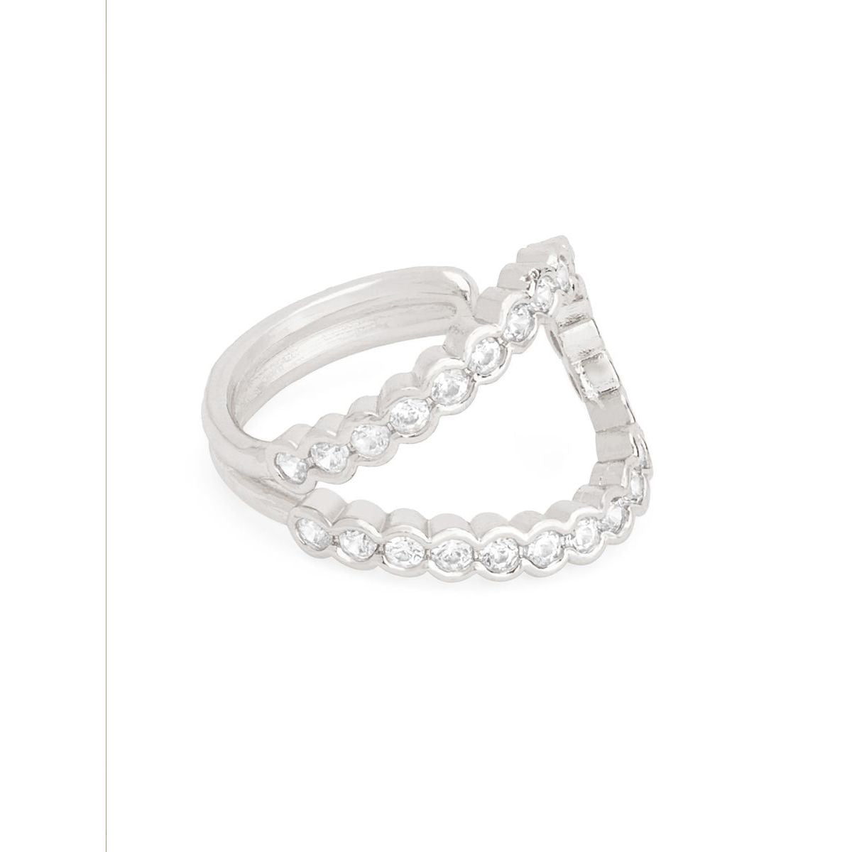 Stylish U Shape Cubic Zirconia Gold Copper Adjustable Ring Women Bulk