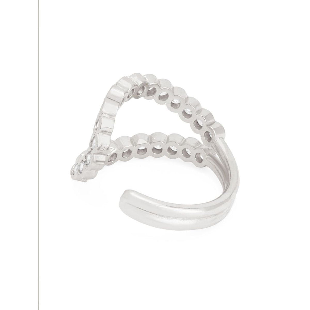 Stylish U Shape Cubic Zirconia Gold Copper Adjustable Ring Women Bulk