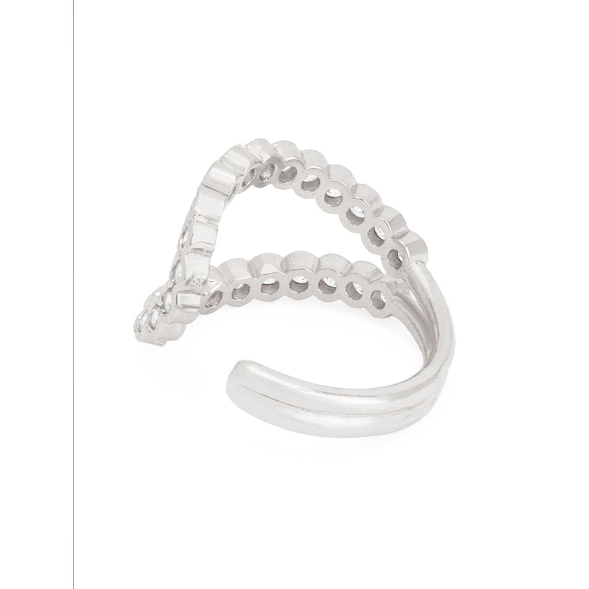 Stylish U Shape Cubic Zirconia Gold Copper Adjustable Ring Women Bulk