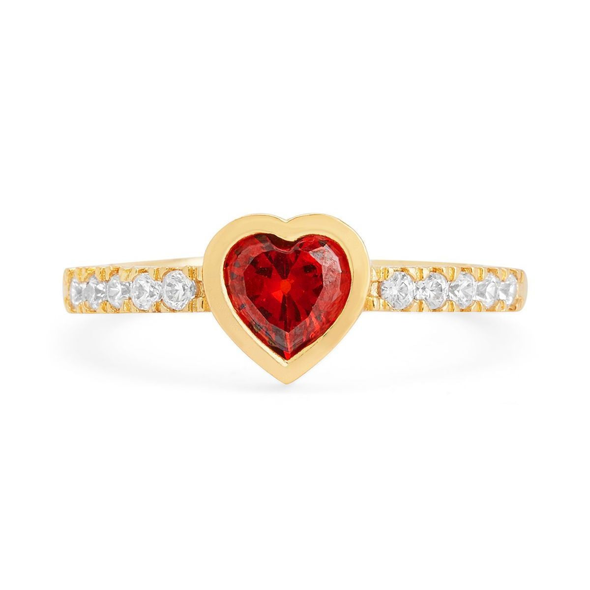 Heart Love Solitaire CZ Gold Red Maroon Open Back Band Ring Bulk