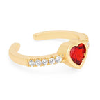 Heart Love Solitaire CZ Gold Red Maroon Open Back Band Ring Bulk