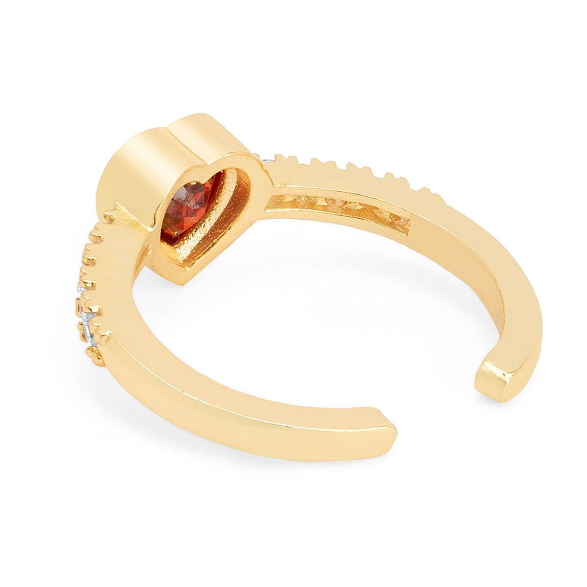 Heart Love Solitaire CZ Gold Red Maroon Open Back Band Ring Bulk