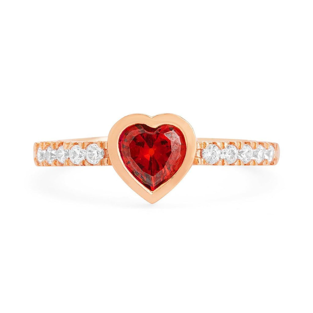 Heart Love Solitaire CZ Gold Red Maroon Open Back Band Ring Bulk