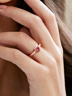 Heart Love Solitaire CZ Gold Red Maroon Open Back Band Ring Bulk