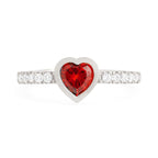 Heart Love Solitaire CZ Gold Red Maroon Open Back Band Ring Bulk