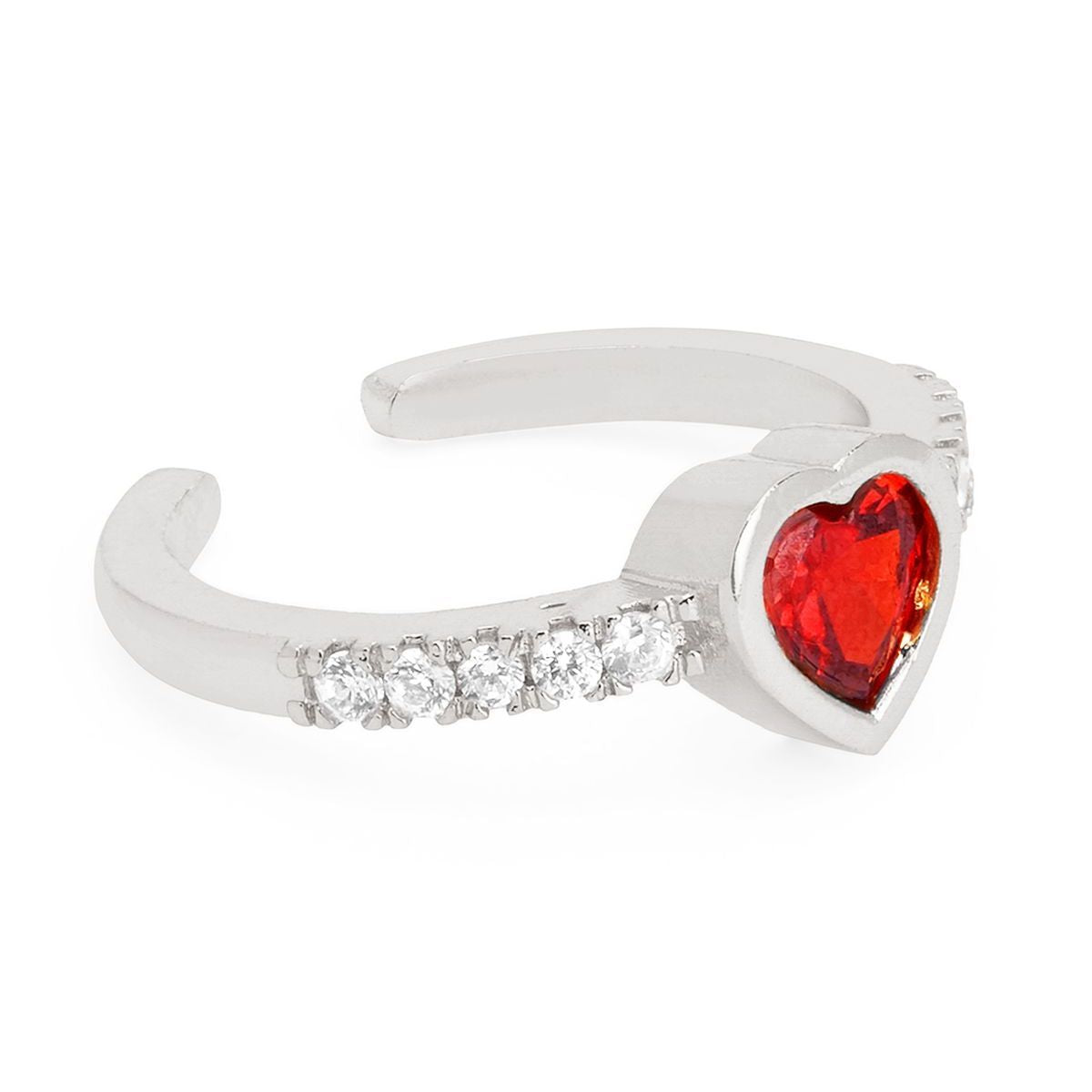 Heart Love Solitaire CZ Gold Red Maroon Open Back Band Ring Bulk
