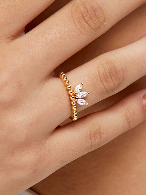 Marquise Cut Solitaire Cubic Zirconia Gold Copper Adjustable Ring Bulk Main image