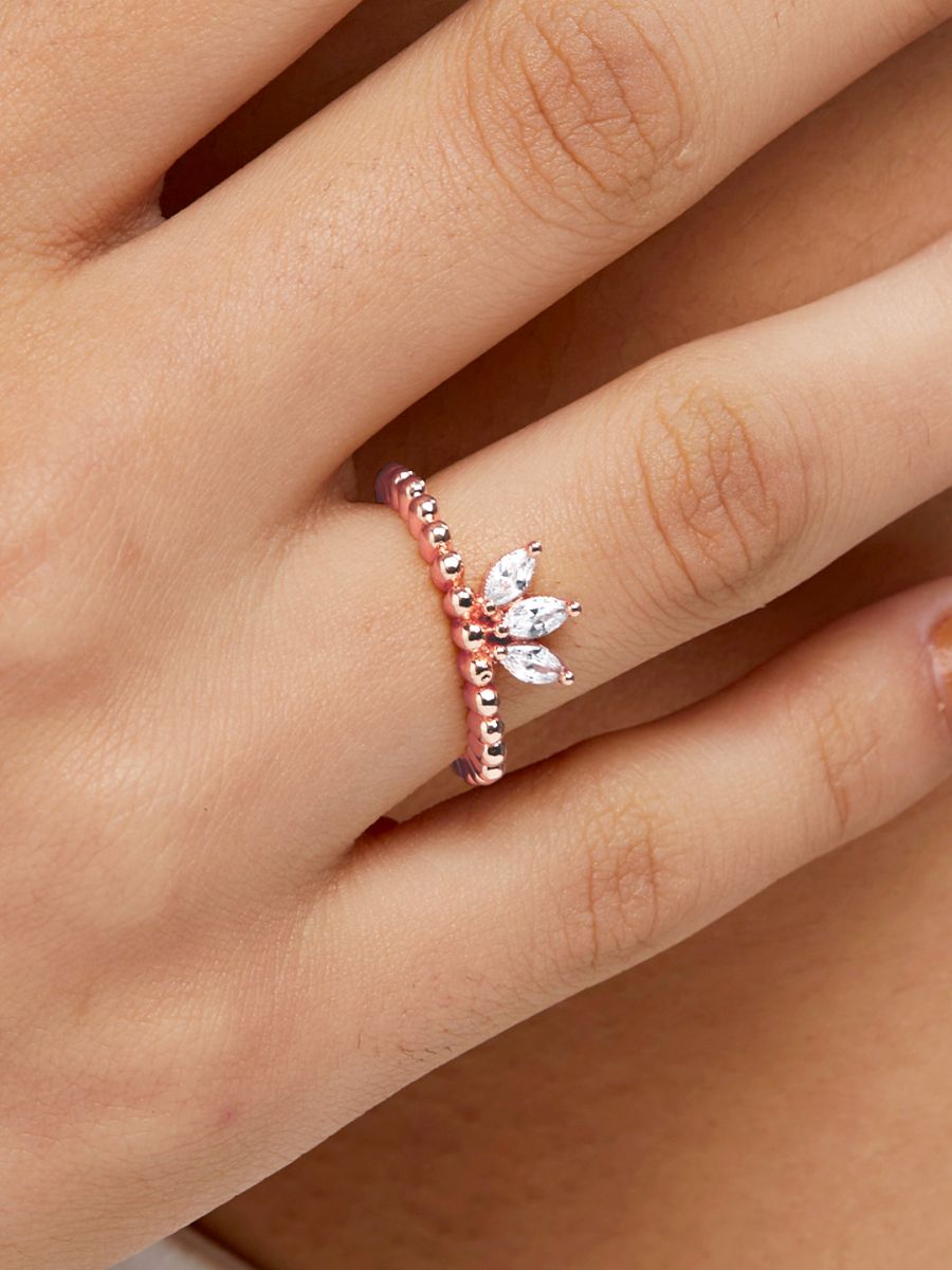 Marquise Cut Solitaire Cubic Zirconia Gold Copper Adjustable Ring Bulk