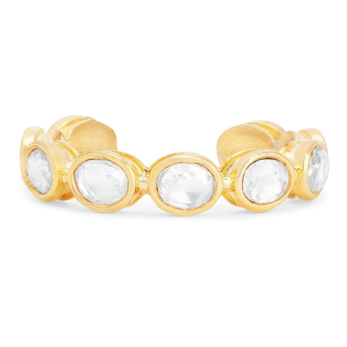 Oval Shape Cubic Zirconia Gold Copper Open Back Band Ring Women Bulk
