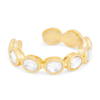 Oval Shape Cubic Zirconia Gold Copper Open Back Band Ring Women Bulk