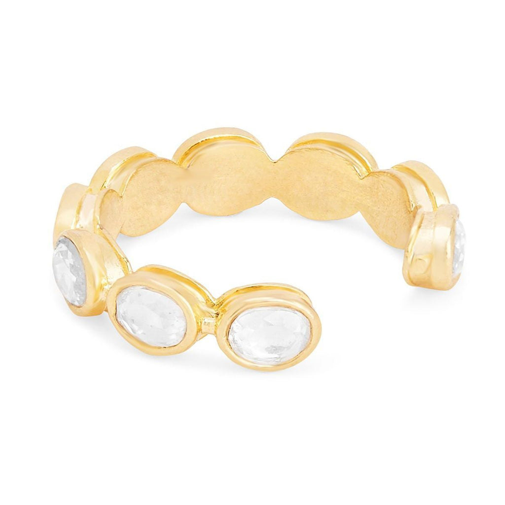 Oval Shape Cubic Zirconia Gold Copper Open Back Band Ring Women Bulk