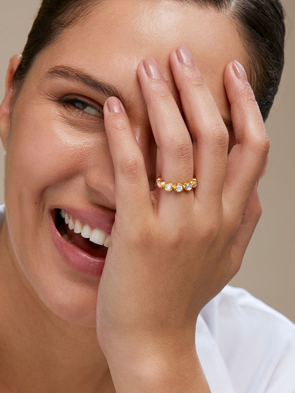 Oval Shape Cubic Zirconia Gold Copper Open Back Band Ring Women Bulk Main image