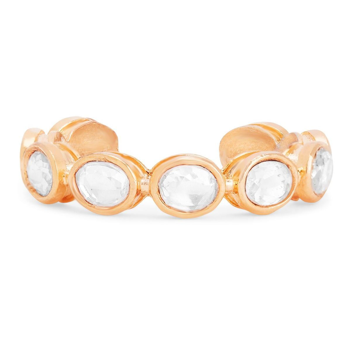 Oval Shape Cubic Zirconia Gold Copper Open Back Band Ring Women Bulk