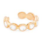 Oval Shape Cubic Zirconia Gold Copper Open Back Band Ring Women Bulk