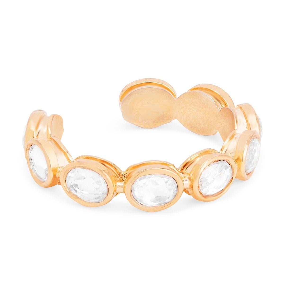 Oval Shape Cubic Zirconia Gold Copper Open Back Band Ring Women Bulk