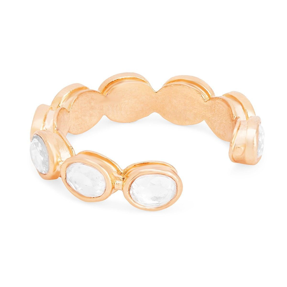 Oval Shape Cubic Zirconia Gold Copper Open Back Band Ring Women Bulk