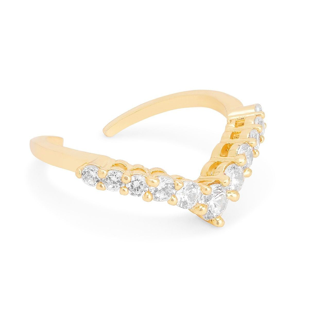 Arrow Round Solitaire Cubic Zirconia Gold Copper Open Back Ring Bulk Main image
