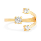 Y Shape Cubic Zirconia Gold Copper Adjustable Ring For Women Bulk
