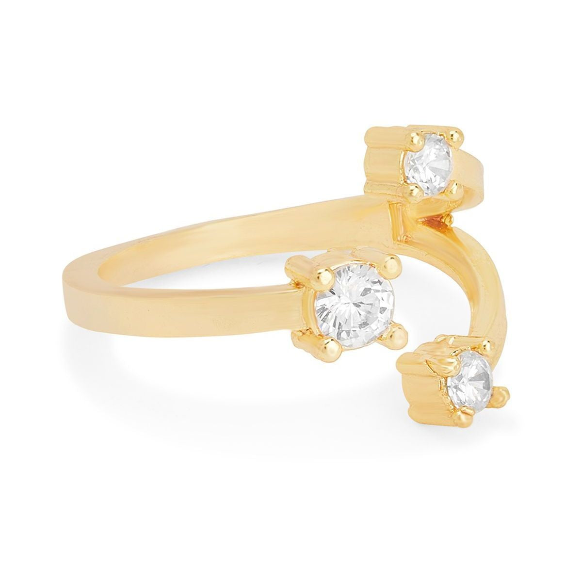 Y Shape Cubic Zirconia Gold Copper Adjustable Ring For Women Bulk