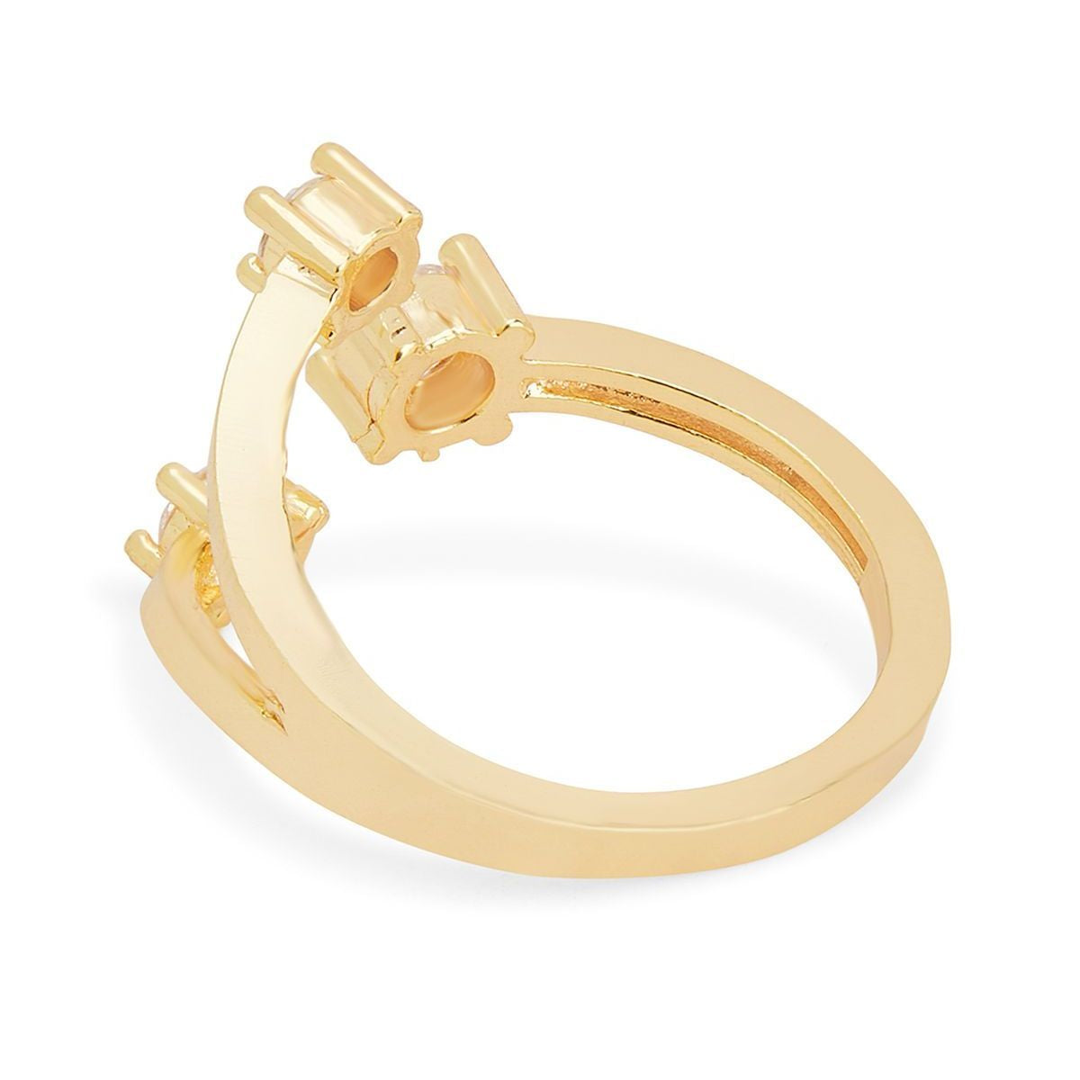 Y Shape Cubic Zirconia Gold Copper Adjustable Ring For Women Bulk