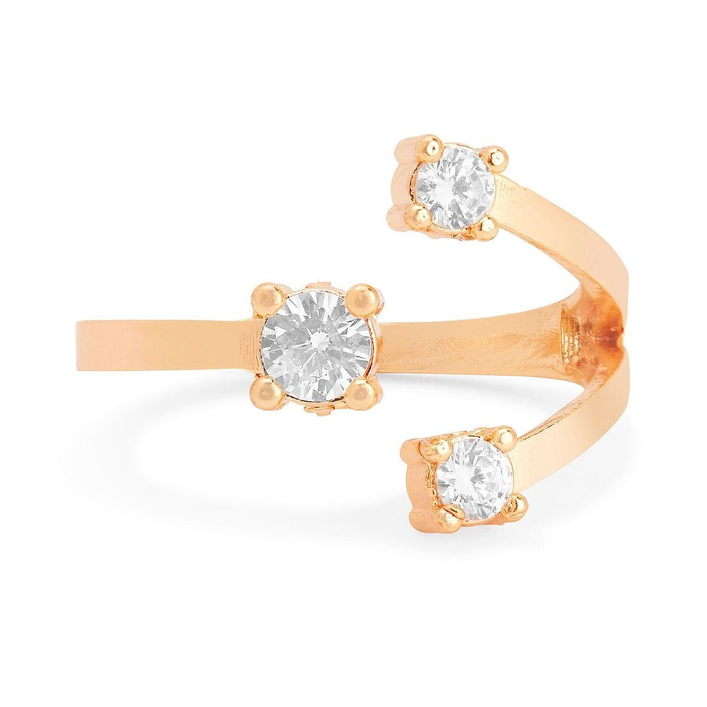 Y Shape Cubic Zirconia Gold Copper Adjustable Ring For Women Bulk