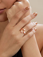Y Shape Cubic Zirconia Gold Copper Adjustable Ring For Women Bulk