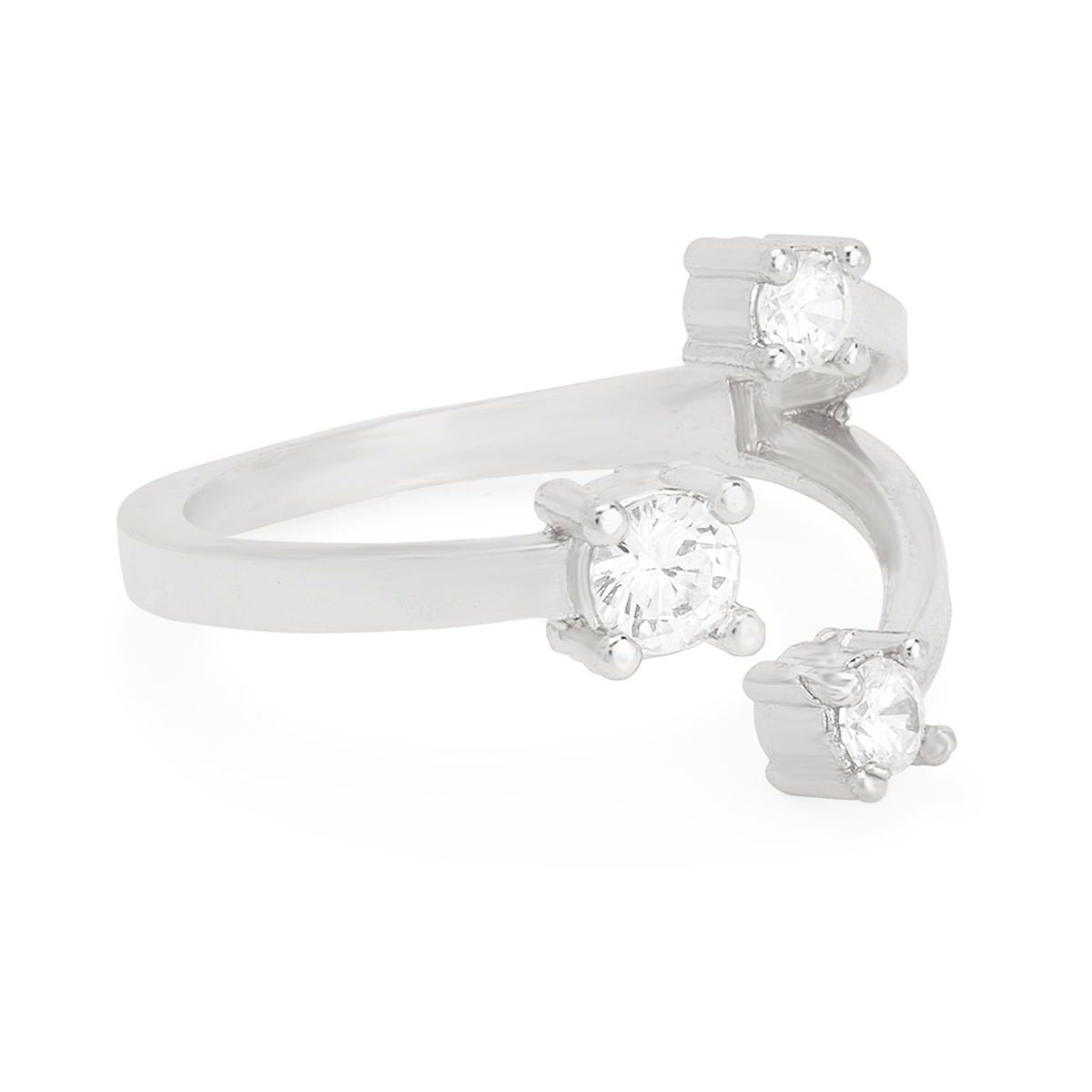 Y Shape Cubic Zirconia Gold Copper Adjustable Ring For Women Bulk