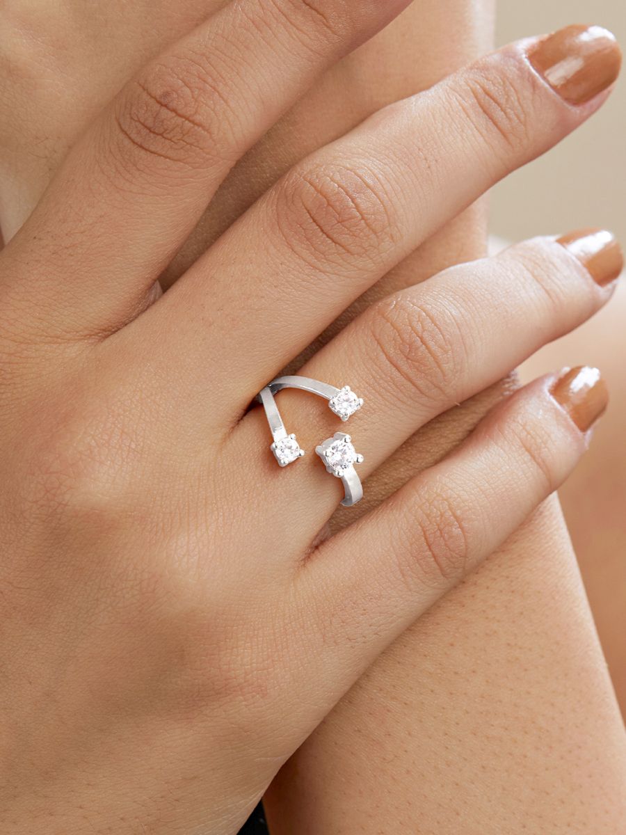 Y Shape Cubic Zirconia Gold Copper Adjustable Ring For Women Bulk