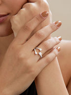 Y Shape Cubic Zirconia Gold Copper Adjustable Ring For Women Bulk