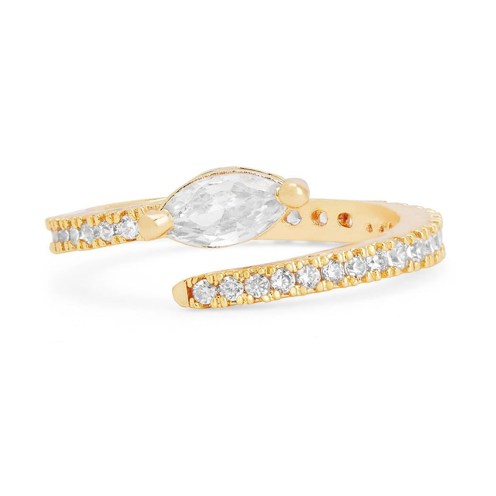 Marquise Cut Solitaire CZ Gold Copper Adjustable Band Ring Bulk