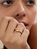 Marquise Cut Solitaire CZ Gold Copper Adjustable Band Ring Bulk