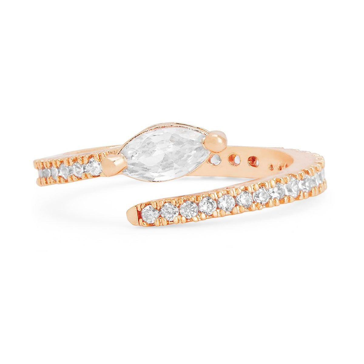 Marquise Cut Solitaire CZ Gold Copper Adjustable Band Ring Bulk