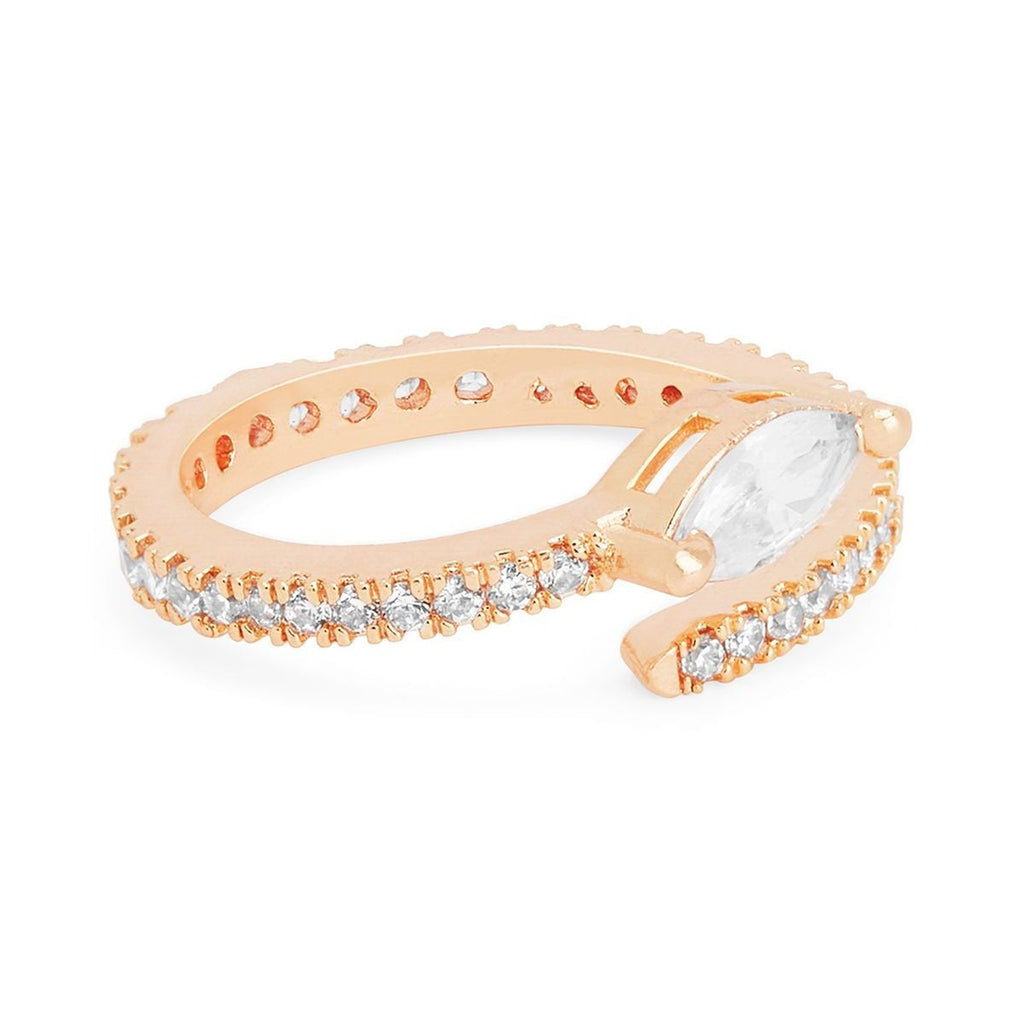 Marquise Cut Solitaire CZ Gold Copper Adjustable Band Ring Bulk