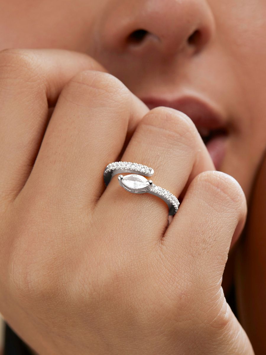 Marquise Cut Solitaire CZ Gold Copper Adjustable Band Ring Bulk