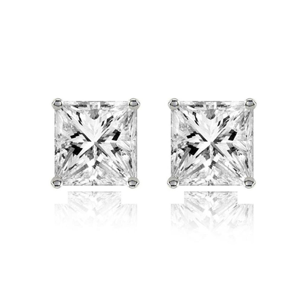 Stainless Steel Ear Stud Pair Earring Square Princess Bulk Main image
