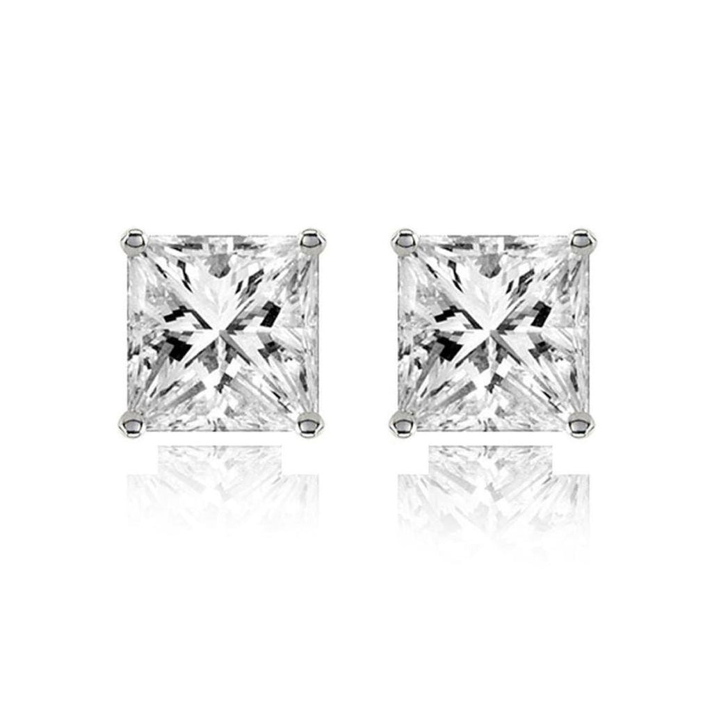 Stainless Steel Ear Stud Pair Earring Square Princess Bulk