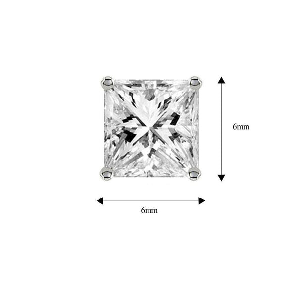 Stainless Steel Ear Stud Pair Earring Square Princess Bulk Secondary image