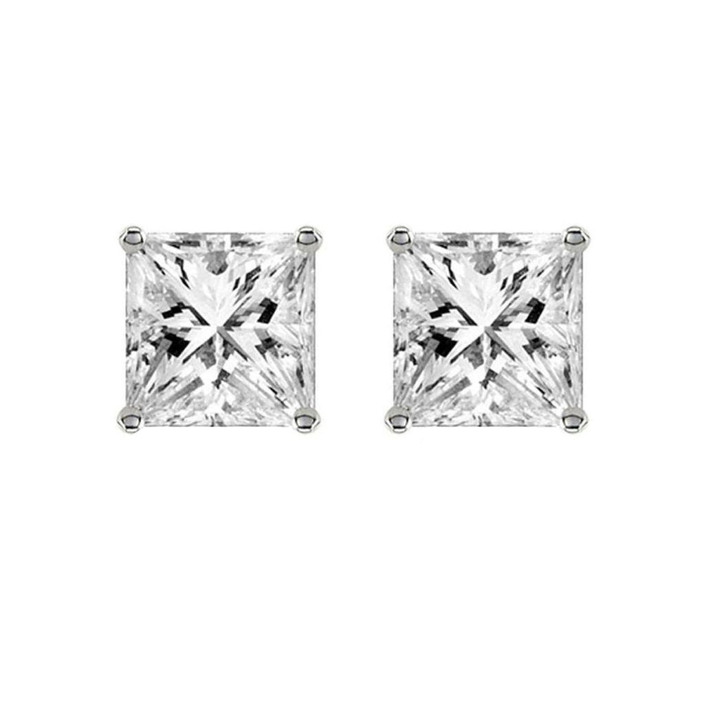 Stainless Steel Ear Stud Pair Earring Square Princess Bulk