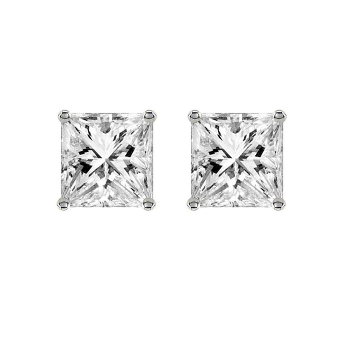 Stainless Steel Ear Stud Pair Earring Square Princess Bulk
