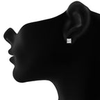 Stainless Steel Ear Stud Pair Earring Square Princess Bulk
