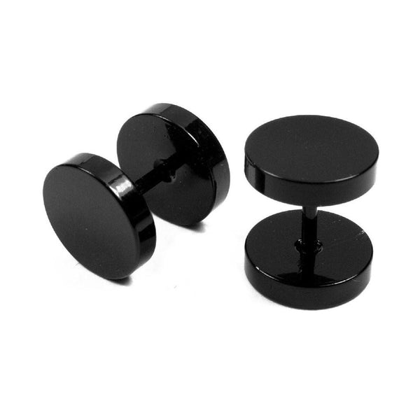 Stainless Steel Black Dumbell Barbell Men Ear Stud Earring Bulk Main image