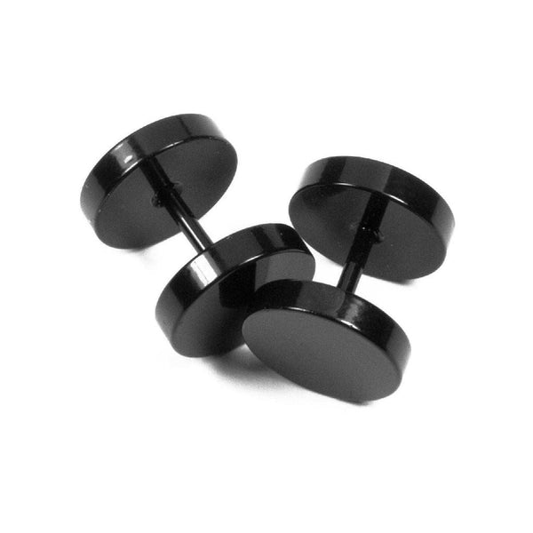 Stainless Steel Black Dumbell Barbell Men Ear Stud Earring Bulk Secondary image