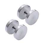 Round Barbell Dumbell Rhodium Stainless Steel Pair Stud Earring Bulk