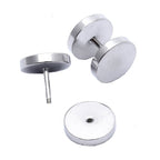 Round Barbell Dumbell Rhodium Stainless Steel Pair Stud Earring Bulk