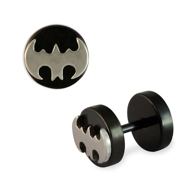Round Black Silver Stainless Steel Pair Stud Earring Gift Bulk Main image