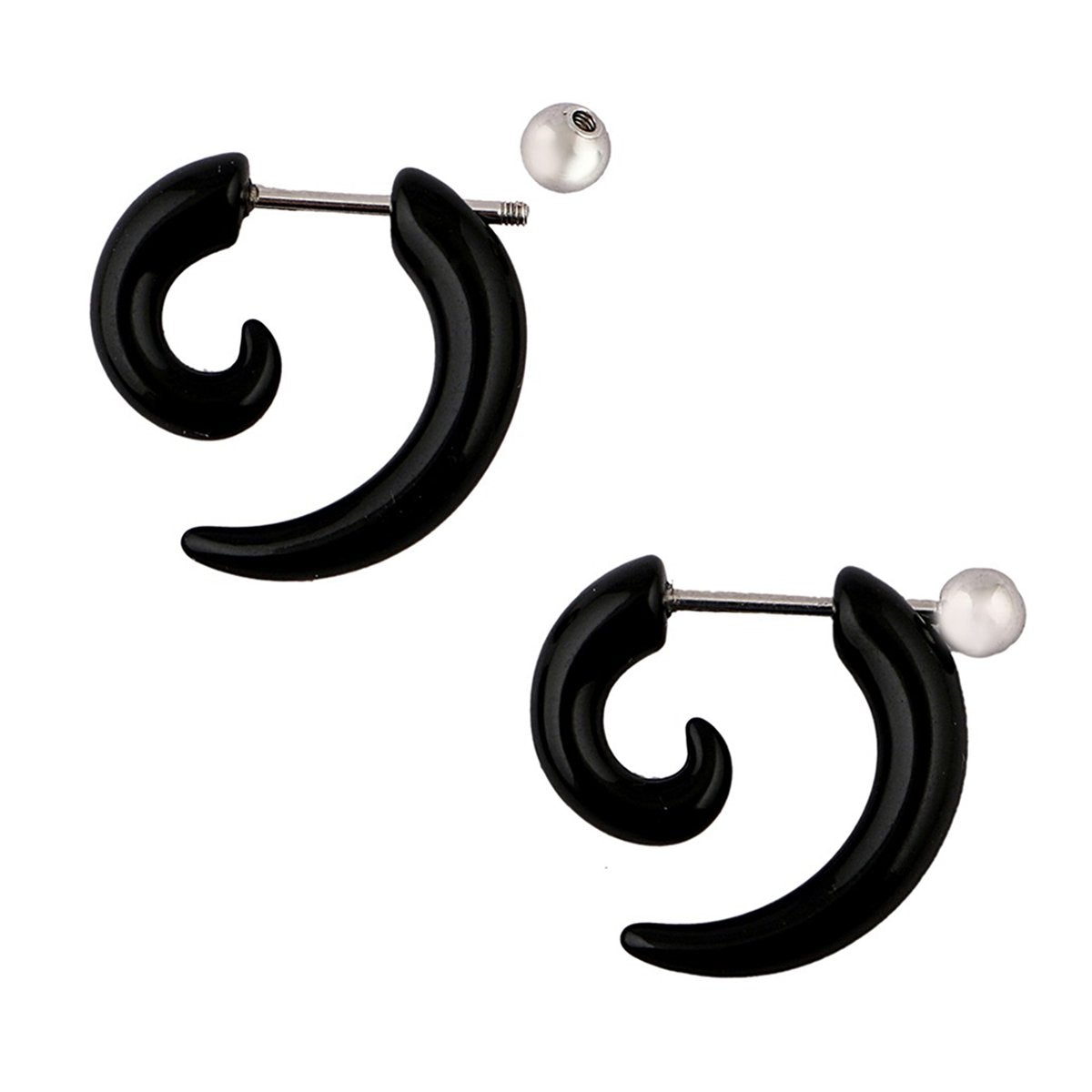 Tusk Nail Black Silver Surgical Stainless Steel Pair Stud Earring Bulk Main image